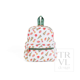 TRVL Designs Mini Backer - Touchdown
Backpack with ice cream cone pattern on a white background, TRVL design visible