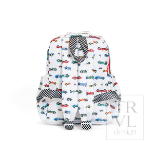 TRVL Designs Mini Backer - Vroom
Baby romper with car pattern and checkered details on a white background