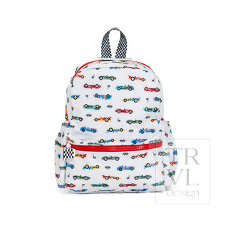 TRVL Designs Mini Backer - Vroom
Backpack with race car pattern on a white background