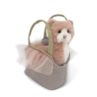 Mon Ami Callie Kitty Plush Toy & Purse Set Plush cat toy in a polka dot bag on a white background