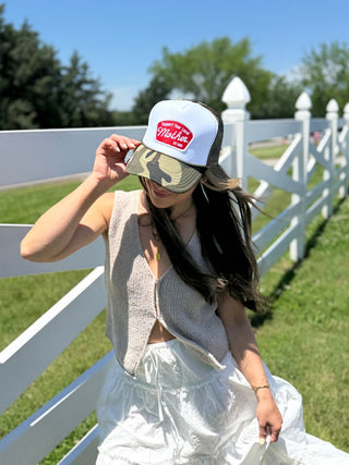 Support Your Local Mother Patch Hat by Mother Hats, camo baseball cap with embroidered patch, casual and stylish headwear.