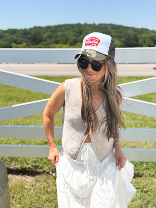 Camo patch hat by Mother Hats featuring "Support Your Local Mother" embroidered patch, casual outdoor style.
