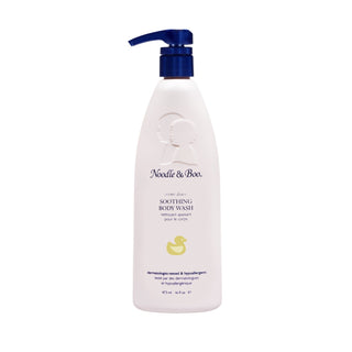 Noodle & Boo Soothing Body Wash in 16oz bottle, gentle bath and body cleanser for sensitive skin, Crème Douce scent.
