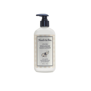 Noodle & Boo Wholesome Hand Lotion in a pump bottle, smooth and moisturizing for soft hands, part of the Bath & Body collection.