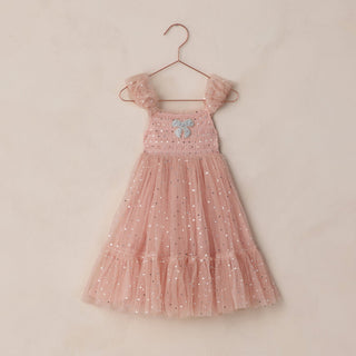 Noralee Clara Dress - RosePink dress with star patterns on a beige background