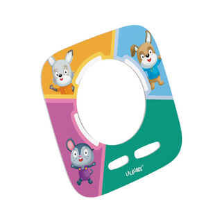 Tonieplay Lalalinos: Find the Photo Game 
Colorful children's letter 'Q' with cartoon characters on a white background