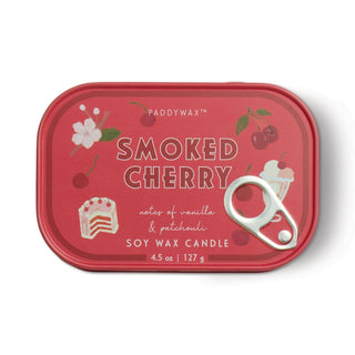 Paddywax Bistro Tin 4.5 oz Candle - Smoked Cherry
Red candle tin labeled 'Smoked Cherry' by Paddywax on a white background
