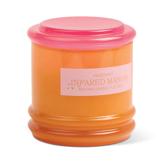 Paddywax Stacked 7.0 oz Glass Candle - Infrared Mango
Orange candle with pink lid and label on a white background