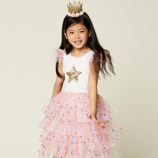 Petite Hailey Leah Layered Tutu Dress - Star Peach