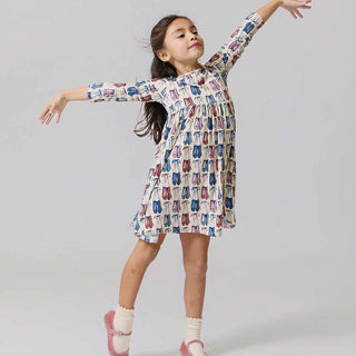 Pink Chicken, Pink Chicken Girls Bamboo Steph Dress - Ballet Slippers - Basically Bows & Bowties