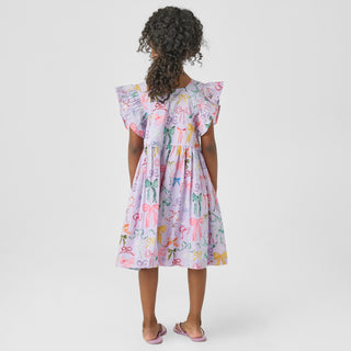 Pink Chicken Girls Elsie Dress - Lavender Watercolor Bows