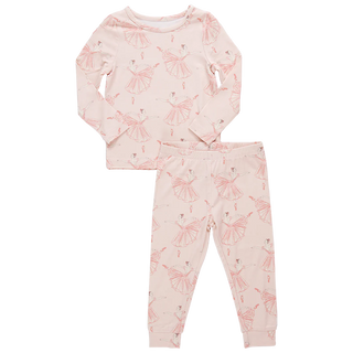 Pink Chicken, Pink Chicken Kids Bamboo PJ Set - Pink Ballerinas - Basically Bows & Bowties