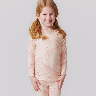 Pink Chicken, Pink Chicken Kids Bamboo PJ Set - Pink Ballerinas - Basically Bows & Bowties
