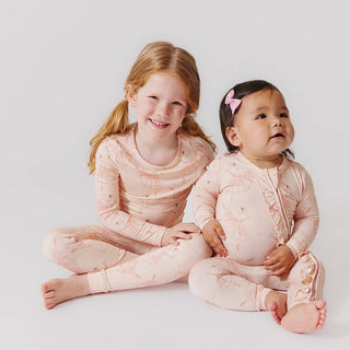 Pink Chicken, Pink Chicken Kids Bamboo PJ Set - Pink Ballerinas - Basically Bows & Bowties
