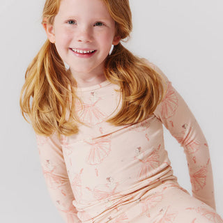 Pink Chicken, Pink Chicken Kids Bamboo PJ Set - Pink Ballerinas - Basically Bows & Bowties