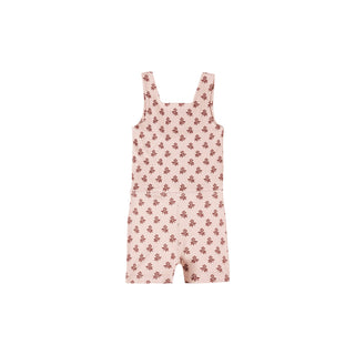 Play by Rylee & Cru Malibu Bodysuit - Blush Fleur Pink floral overalls on a white background