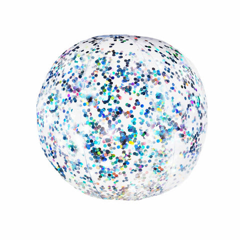 Poolcandy Inflatable Jumbo Beach Ball - Silver Holographic Glitter