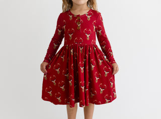 Posh Peanut Dash L/S Henley Twirl Dress, Posh Peanut, All Things Holiday, cf-size-2t, cf-size-5t-6t, cf-size-7y-8y, cf-type-dress, cf-vendor-posh-peanut, Christmas, Dash, Posh Peanut, Posh Pe