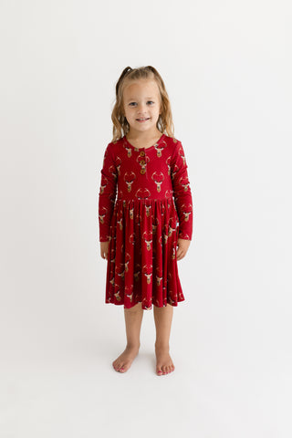 Posh Peanut Dash L/S Henley Twirl Dress, Posh Peanut, All Things Holiday, cf-size-2t, cf-size-5t-6t, cf-size-7y-8y, cf-type-dress, cf-vendor-posh-peanut, Christmas, Dash, Posh Peanut, Posh Pe
