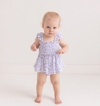 Posh Peanut Jeanette Smocked Flutter Sleeve Babydoll & Bloomer Set