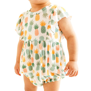 Posh Peanut McGuire Flutter Sleeve Bubble Romper, Posh Peanut, cf-size-18-24-months, cf-size-3-6-months, cf-type-romper, cf-vendor-posh-peanut, Flutter Sleeve Bubble Romper, McGuire, Pineappl