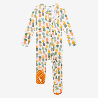 Posh Peanut McGuire Zippered Footie, Posh Peanut, cf-size-3-6-months, cf-size-newborn, cf-type-footie, cf-vendor-posh-peanut, McGuire, Pineapple, Posh Peanut, Posh Peanut Footie, Posh Peanut 
