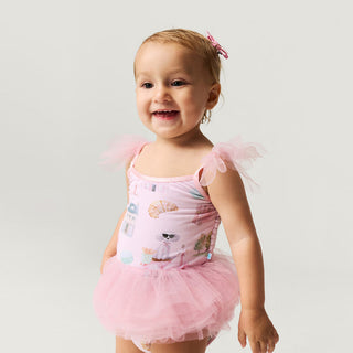 Posh Peanut Posh Paris Tulle Smocked Bodysuit Dress