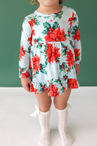 Posh Peanut Winter Lily L/S Ruffled Bodysuit Dress, Posh Peanut, All Things Holiday, cf-size-0-3-months, cf-type-twirl-skirt-bodysuit, cf-vendor-posh-peanut, Christmas, L/S Ruffled Bodysuit D