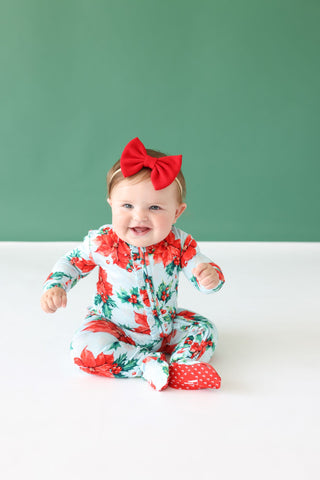 Posh Peanut Winter Lily Ruffled Zippered Footie, Posh Peanut, All Things Holiday, cf-size-0-3-months, cf-size-3-6-months, cf-size-6-9-months, cf-type-footie, cf-vendor-posh-peanut, Christmas,
