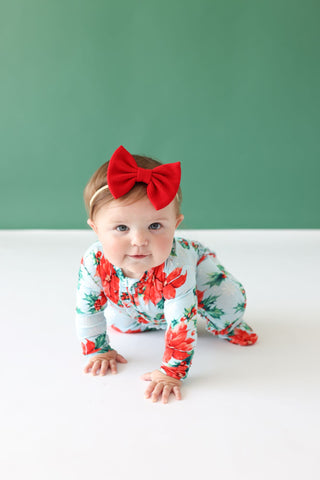 Posh Peanut Winter Lily Ruffled Zippered Footie, Posh Peanut, All Things Holiday, cf-size-0-3-months, cf-size-3-6-months, cf-size-6-9-months, cf-type-footie, cf-vendor-posh-peanut, Christmas,