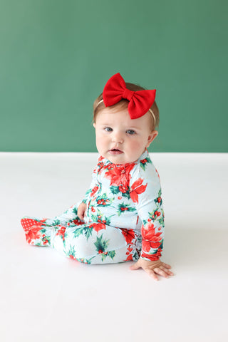 Posh Peanut Winter Lily Ruffled Zippered Footie, Posh Peanut, All Things Holiday, cf-size-0-3-months, cf-size-3-6-months, cf-size-6-9-months, cf-type-footie, cf-vendor-posh-peanut, Christmas,
