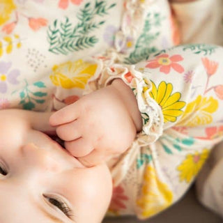Magnetic Me Primrose Cottage Ruffle Ruched Modal Magnetic Footie, Magnificent Baby, Baby Shower, Baby Shower Gift, cf-size-0-3-months, cf-size-3-6-months, cf-type-footie, cf-vendor-magnificen