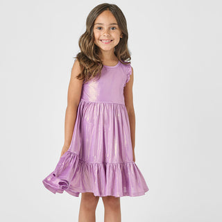 Pink Chicken Girls Lame Kelsey Dress - Purple