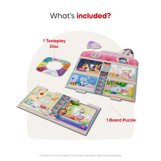 Tonieplay Gabby's Dollhouse: Gabby's Cat-tastic Scavenger Hunt Game
Educational toys including a Tonieplay Disc and a board puzzle on a white background.