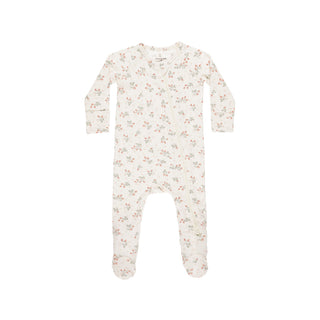 Quincy Mae Bamboo Zip Footie - Strawberries