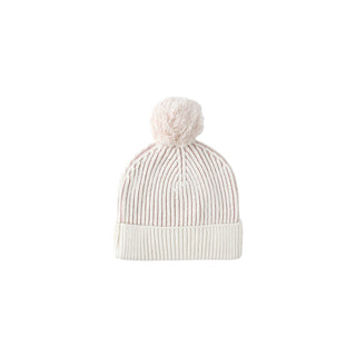 Quincy Mae Beanie - Lilac
White knit beanie with a pom-pom on a white background