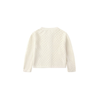 Quincy Mae Knit Cardigan - Natural
White textured sweater on a white background