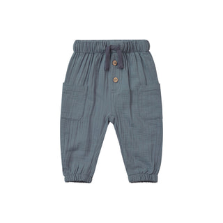 Quincy Mae Luca Pant - Ocean
Blue baby pants with button details on a white background