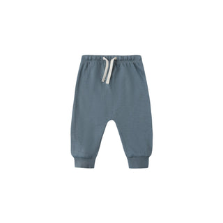 Quincy Mae Pocket Sweatshirt & Sweatpant Set - Ocean
Blue baby pants with a drawstring on a white background