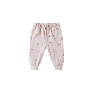 Quincy Mae Relaxed Fleece Sweatshirt & Relaxed Fleece Sweatpant Set - Bows
Pink baby pants with bow pattern on a white background