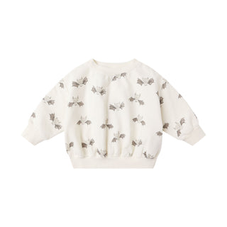 Quincy Mae Relaxed Fleece Sweatshirt & Relaxed Sweatpant Set - Bats
White sweater with small gray patterns on a white background