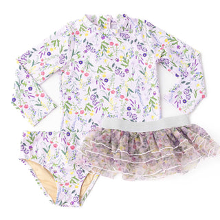Shade Critters Rashguard Tutu Set - Wildflower Fields
Floral baby outfit with long-sleeve top and diaper cover on a white background