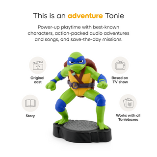 Tonies Character: Teenage Mutant Ninja Turtles: Leonardo
Toy figure on a white background with text about adventure Tonie
