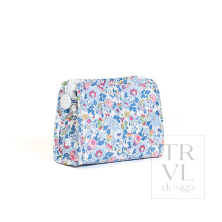 TRVL Designs Roadie large zip pouch featuring Bridgehampton floral pattern, ideal for travel accessories and organization.