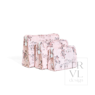 TRVL Designs Roadie Large Zip Pouch - Cowgirl Toile
Set of pink floral pouches on a white background with 'TRVL design' branding.