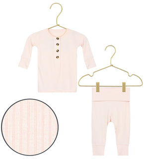 Lou Lou and Company Ribbed Top and Bottoms outfit set for girls, featuring a cozy, ribbed fabric in a stylish, comfortable design.