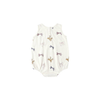 Rylee & Cru Bubble Onesie - Bows Baby romper with bow pattern on a white background