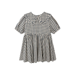 Rylee & Cru Camille Dress - Navy Check Navy and white checkered dress on a white background