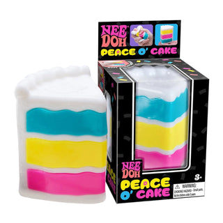 NeeDoh Peace Oh Cake
Colorful cake-shaped toy with packaging labeled 'Nee Doh Peace O' Cake' on a white background.