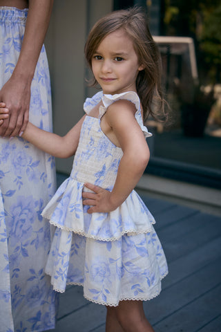 Saltwater Littles Raynbow Mini Dress in Bluebell Blue Rose